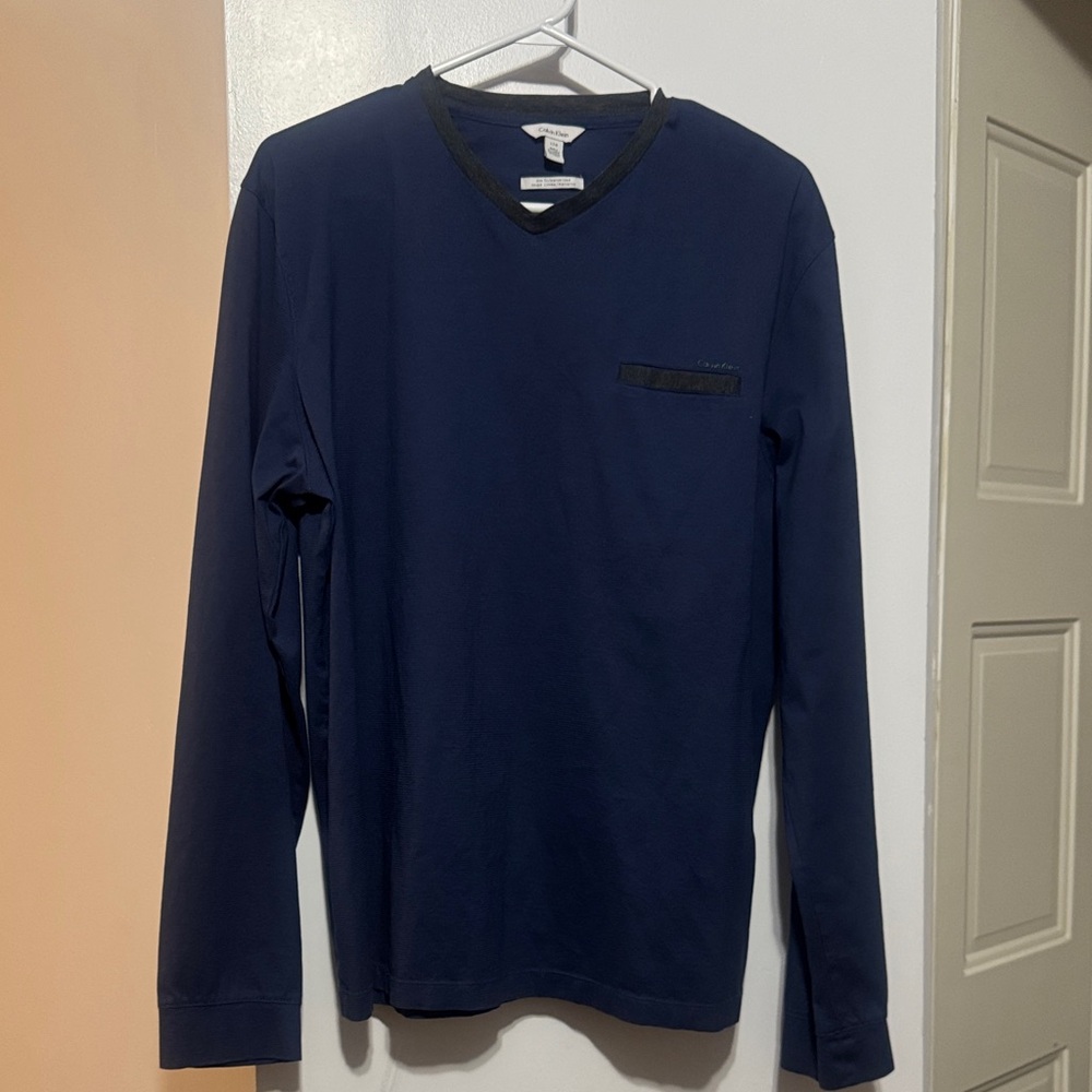 5 for $30 Calvin Klein Blue and Gray V-Neck Shirt